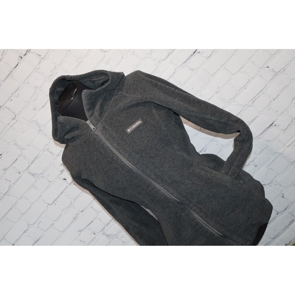 Columbia Fleece Jacket Women Medium Dark Gray Full Zip Outdoor Jacket Hooded